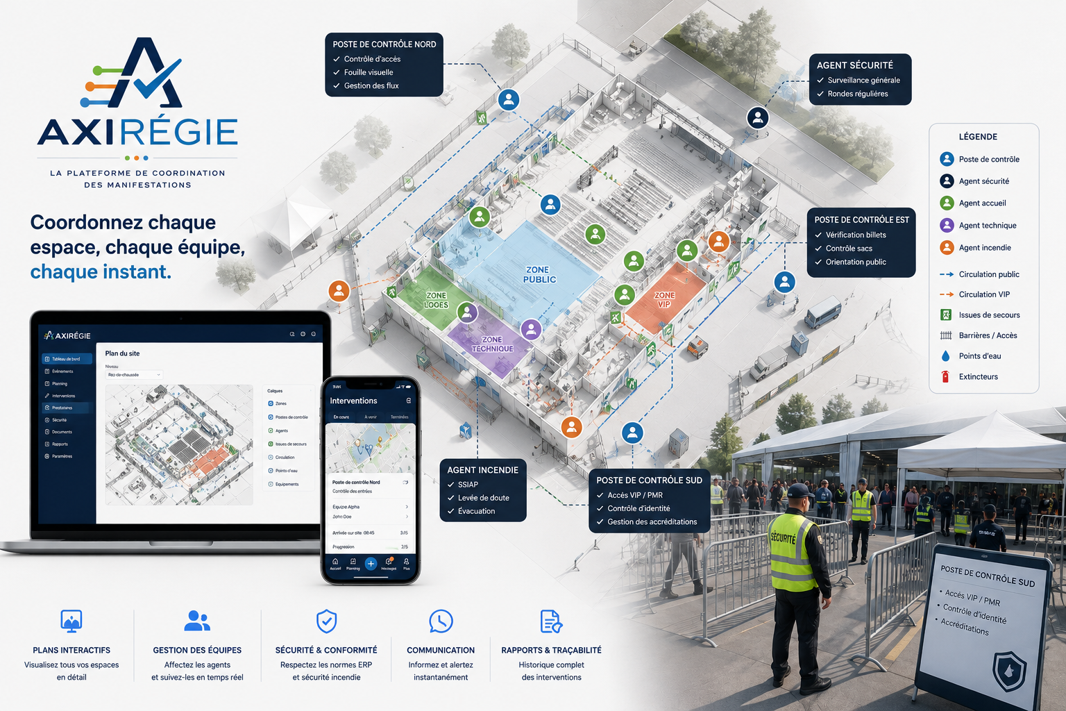 Plan de manifestation, postes de contrôle et agents