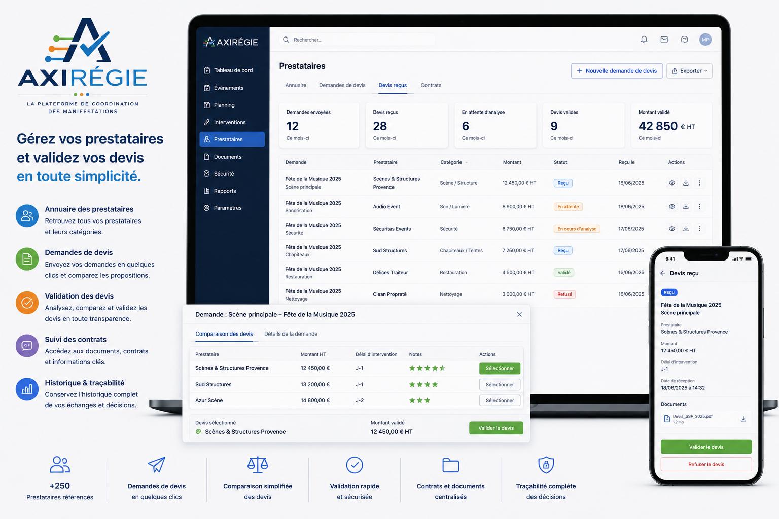 Gestion des prestataires et validation des devis